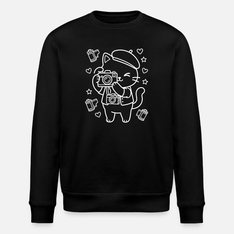 Fotograf Kawaii Katzen - Stanley/Stella Unisex Bio-Sweatshirt ROLLER - Schwarz