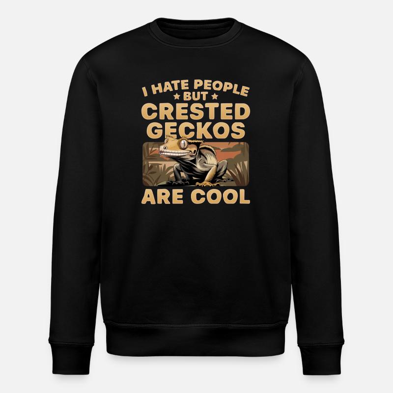 Funny Reptile Crested Gecko - Stanley/Stella ROLLER Unisex Organic Sweatshirt - black