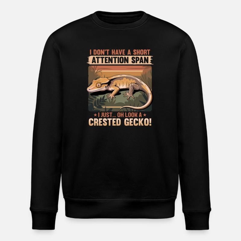 Funny Reptile Crested Gecko - Stanley/Stella Unisex Bio-Sweatshirt ROLLER - Schwarz
