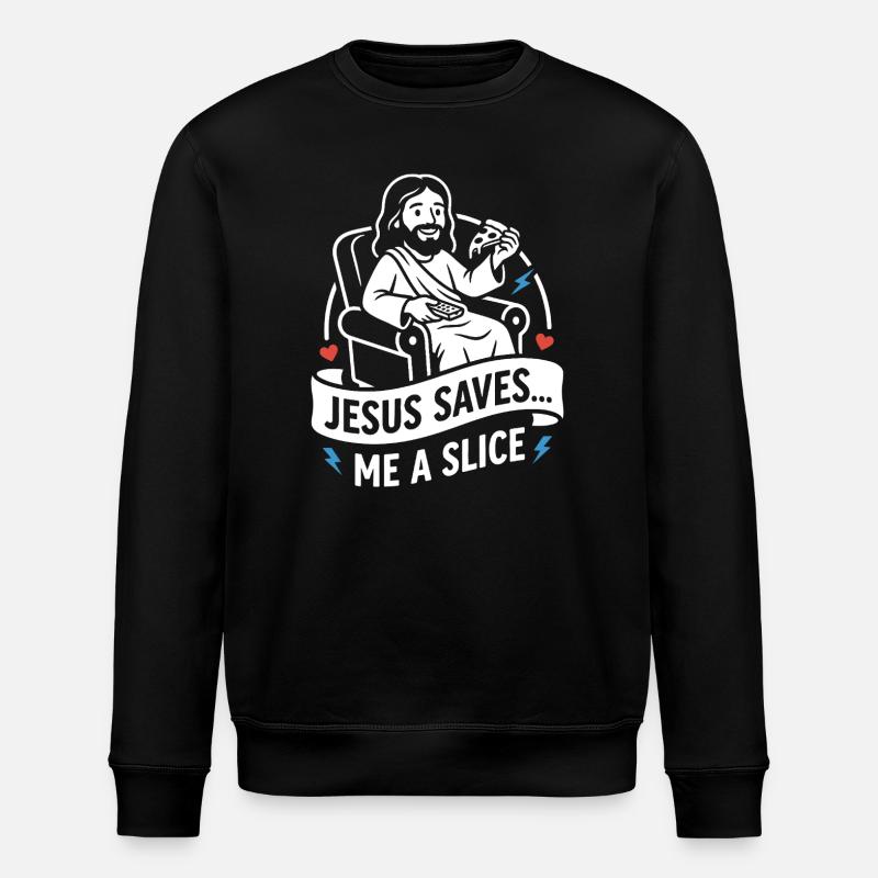 Jésus me garde une part drôle - Sweat bio ROLLER Stanley/Stella Unisexe - noir