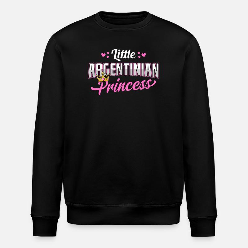 Argentinian Princess Pink Hearts Crown Design - Stanley/Stella ROLLER Unisex Organic Sweatshirt - black