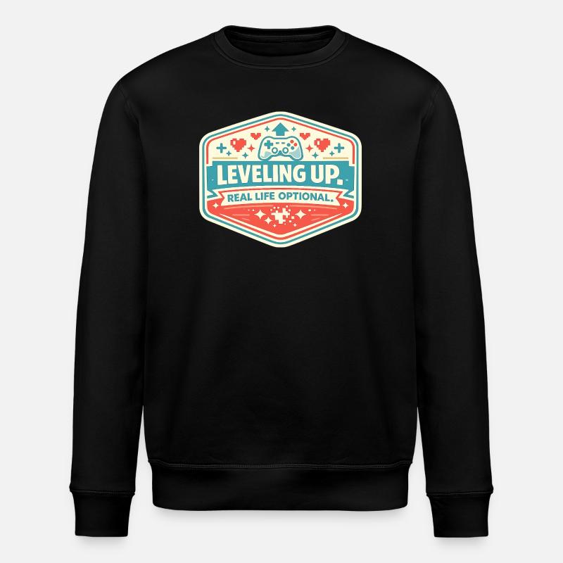 Leveling Up Gaming Abzeichen - Stanley/Stella Unisex Bio-Sweatshirt ROLLER - Schwarz