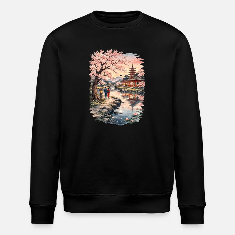Fleurs traditionnelles de cerisier japonais - Sweat bio ROLLER Stanley/Stella Unisexe - noir