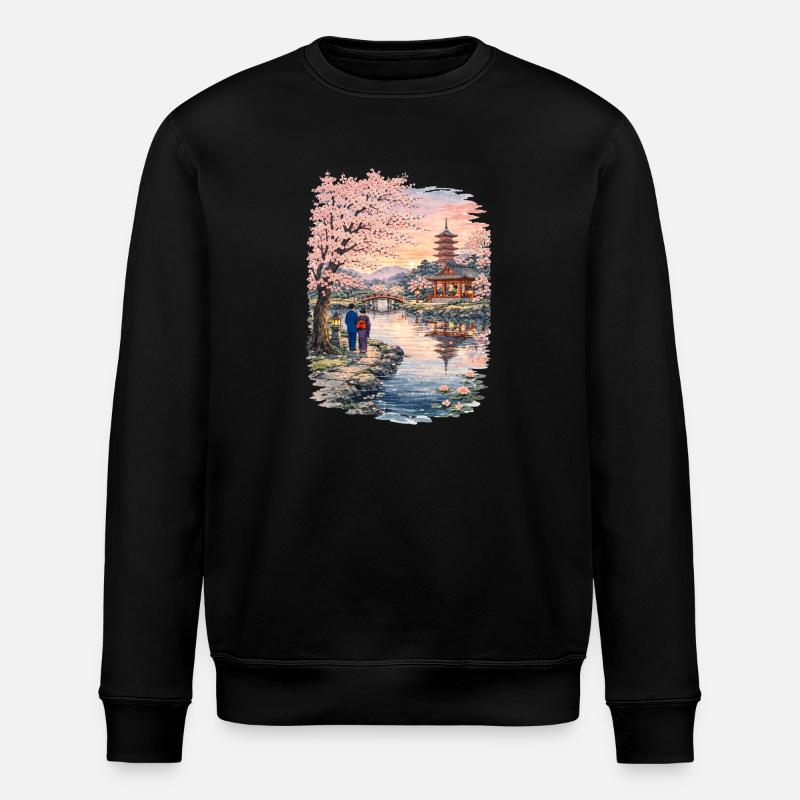 Traditional Japanese cherry blossoms - Stanley/Stella ROLLER Unisex Organic Sweatshirt - black