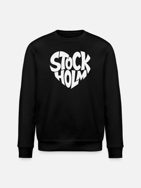 Stockholm Sweden Typography - Stanley/Stella ROLLER Unisex Organic Sweatshirt - black