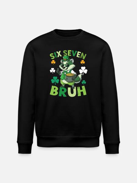 St. Patrick's Day Raccoon - Stanley/Stella ROLLER Unisex Organic Sweatshirt - black