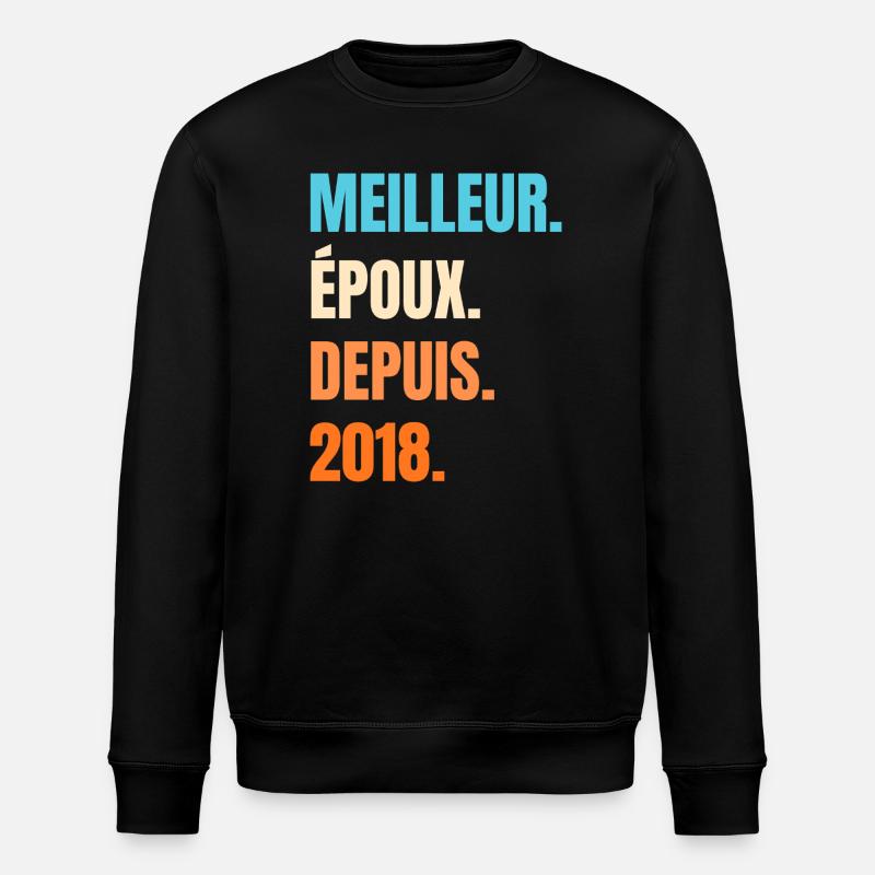 Bester Ehemann seit 2018 Geschenk-Ehemann - Stanley/Stella Unisex Bio-Sweatshirt ROLLER - Schwarz