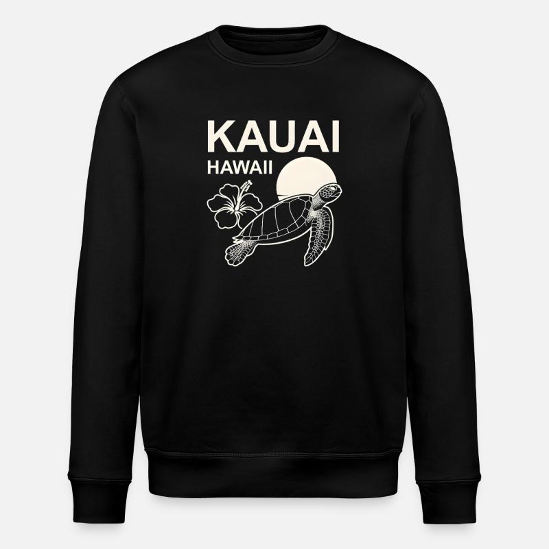 Kauai Turtle Hibiscus - Stanley/Stella ROLLER Unisex Organic Sweatshirt - black