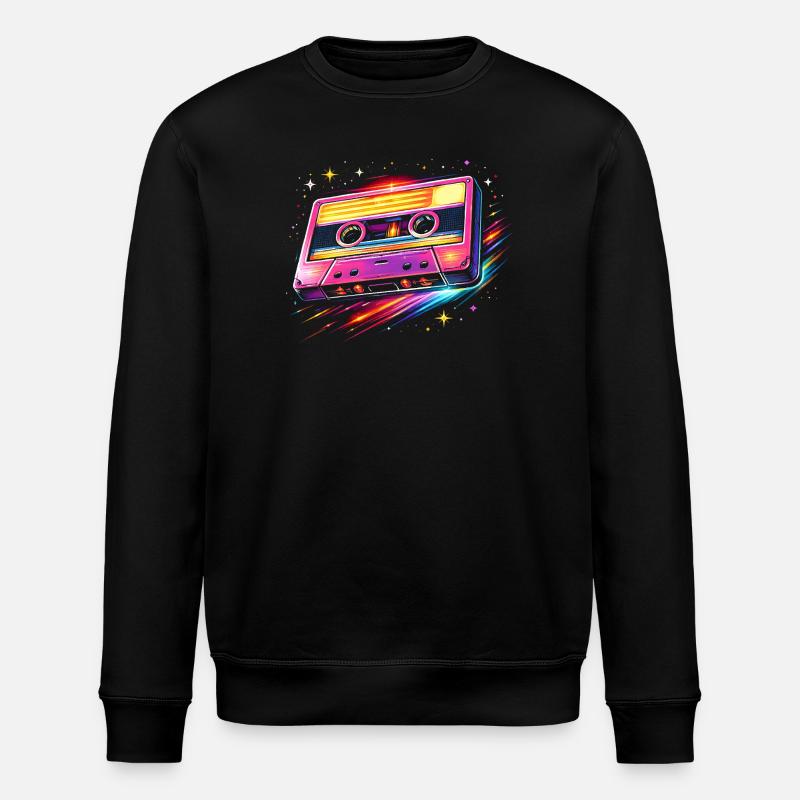 Retro Kassette Neon 80er Stil - Stanley/Stella Unisex Bio-Sweatshirt ROLLER - Schwarz