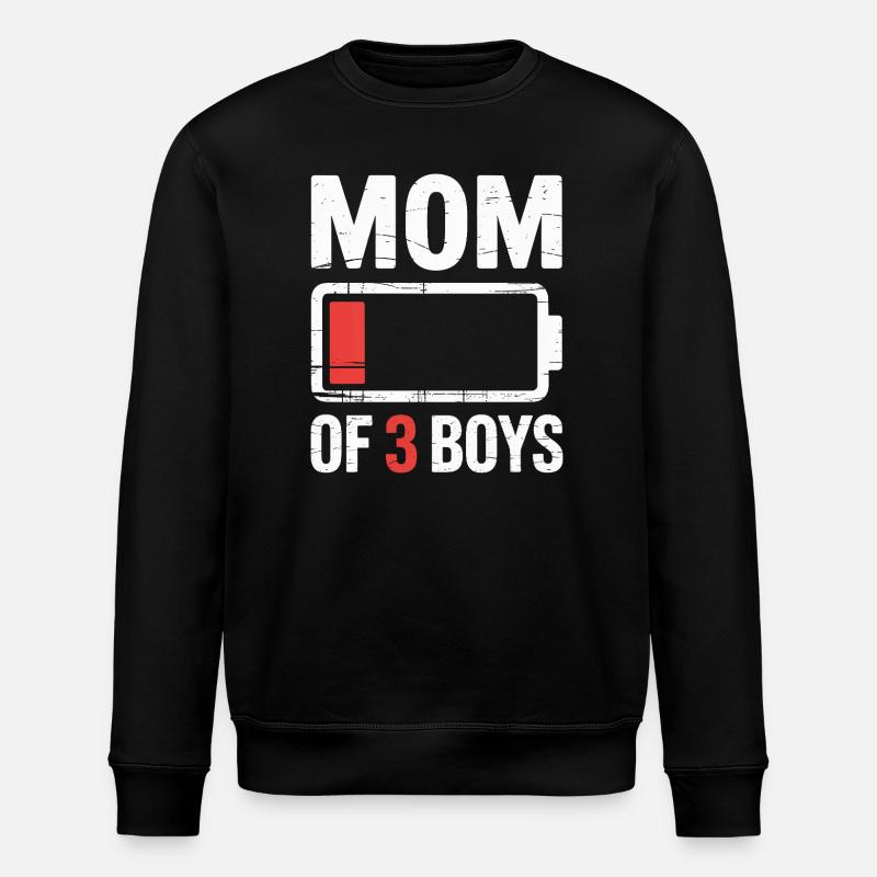 Maman de 3 garçons Batterie faible - Sweat bio ROLLER Stanley/Stella Unisexe - noir