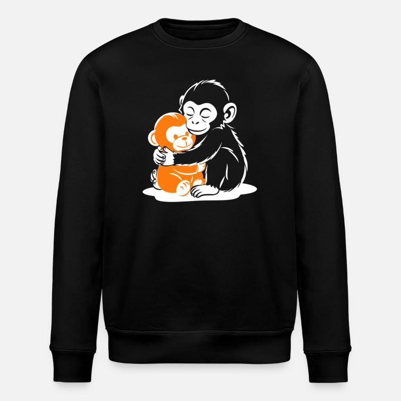 Hugging Monkey Duo - Stanley/Stella ROLLER Unisex Organic Sweatshirt - black