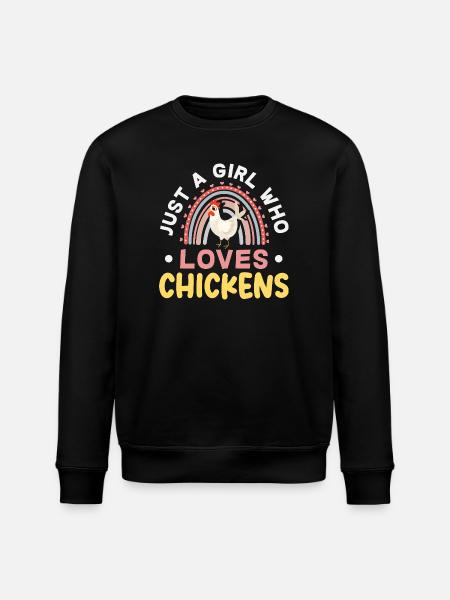 Girl Loving Chickens Rainbow - Stanley/Stella ROLLER Unisex Organic Sweatshirt - black