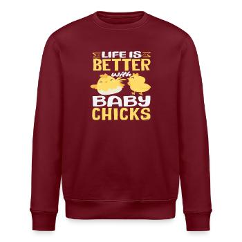 Das Leben ist besser mit Küken Süß - Stanley/Stella Unisex Bio-Sweatshirt ROLLER - Burgunderrot - Vorne - Nik (191cm)