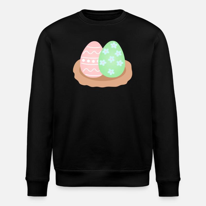 Pastell-Osterei-Duo im Nest - Stanley/Stella Unisex Bio-Sweatshirt ROLLER - Schwarz