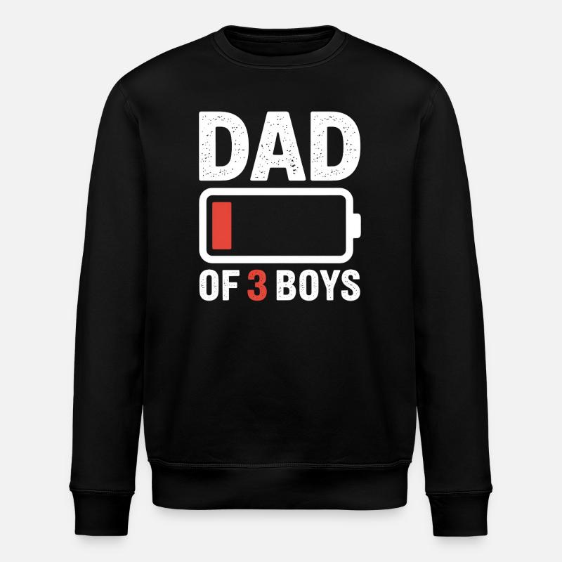 Papa de 3 garçons Batterie Shirt - Sweat bio ROLLER Stanley/Stella Unisexe - noir