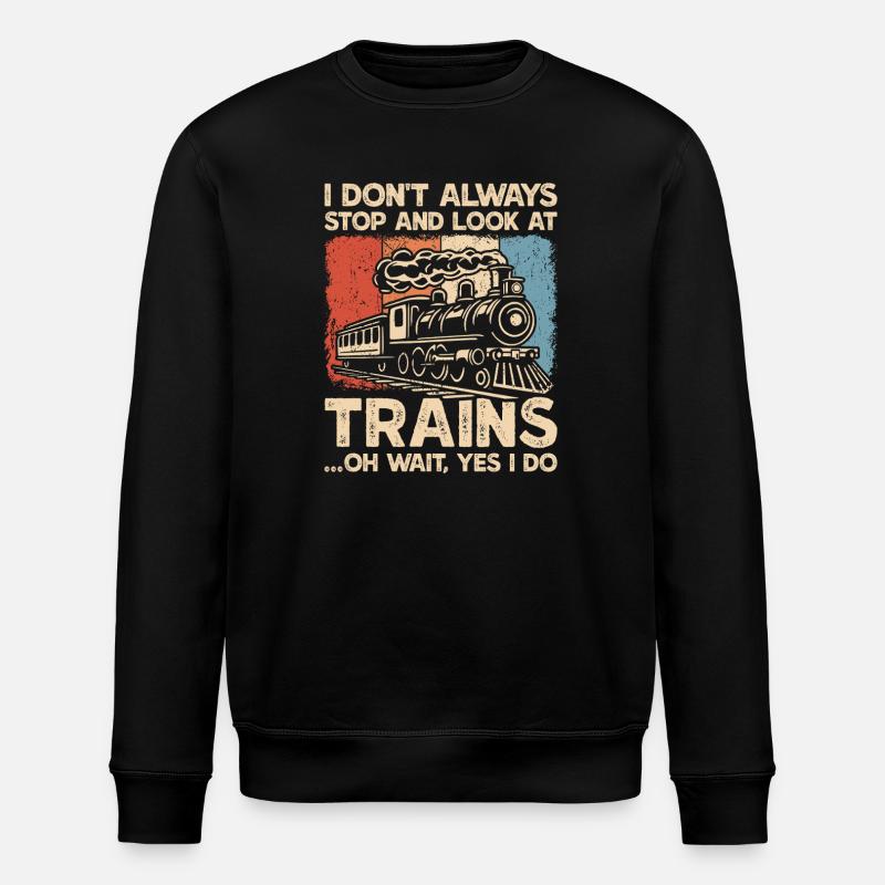 Dampflokomotiv-Eisenbahn-Zugbeobachtung - Stanley/Stella Unisex Bio-Sweatshirt ROLLER - Schwarz