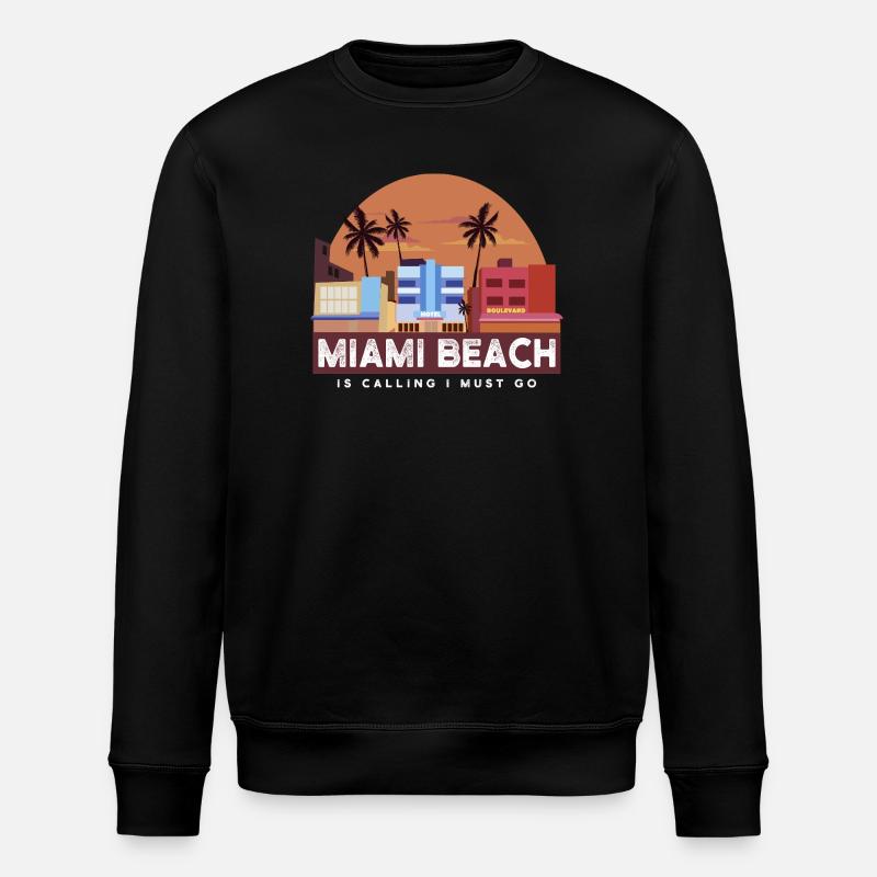 Miami Beach Retro Skyline - Stanley/Stella Unisex Bio-Sweatshirt ROLLER - Schwarz