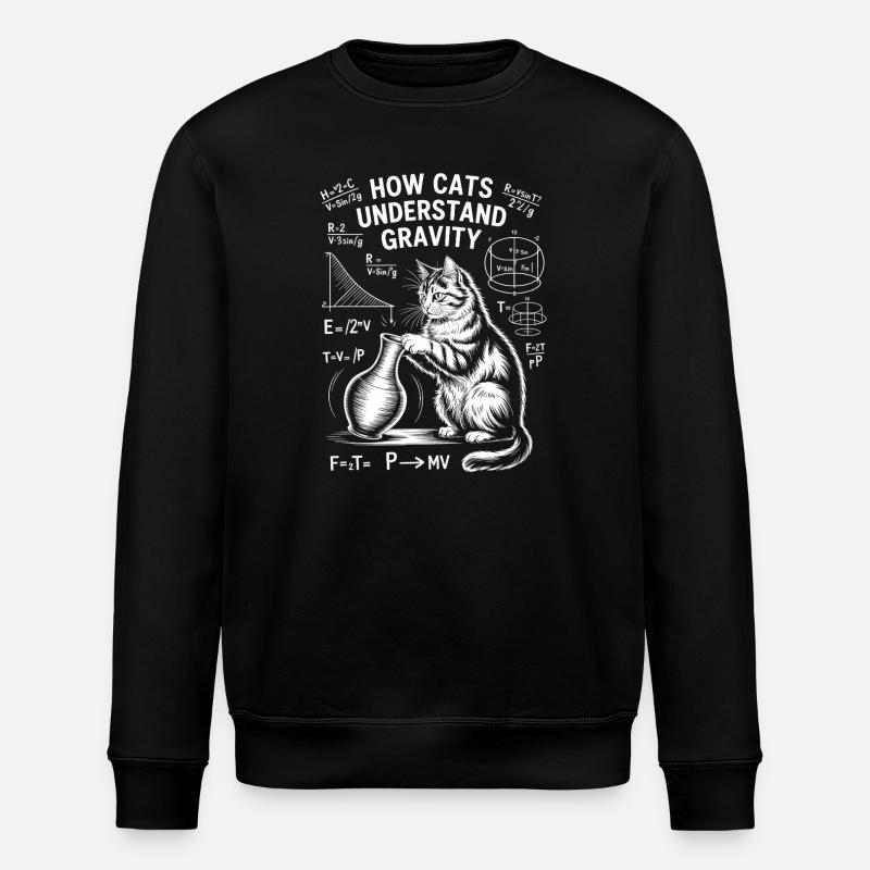 Physics Cats Sayings Math Joke Physics Gift - Stanley/Stella ROLLER Unisex Organic Sweatshirt - black