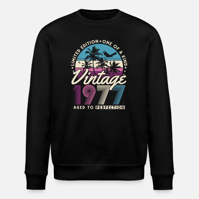 Cadeau d’anniversaire rétro vintage 1977 - Sweat bio ROLLER Stanley/Stella Unisexe - noir