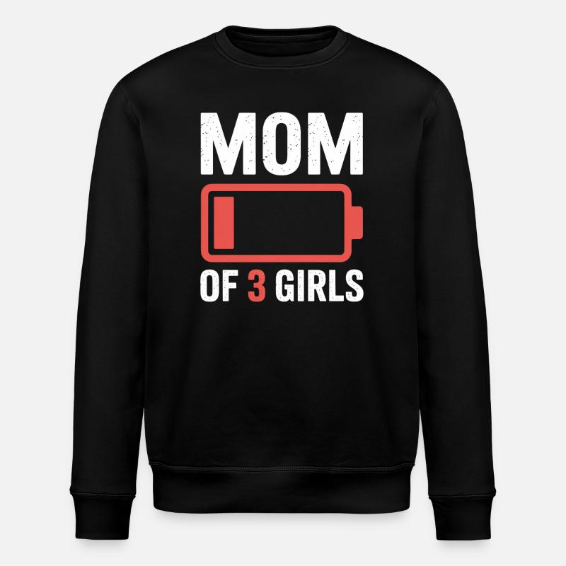 Mama von 3 Mädchen Batterie-Symbol - Stanley/Stella Unisex Bio-Sweatshirt ROLLER - Schwarz