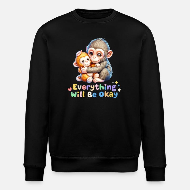 Alles wird gut, Affen-Duo - Stanley/Stella Unisex Bio-Sweatshirt ROLLER - Schwarz