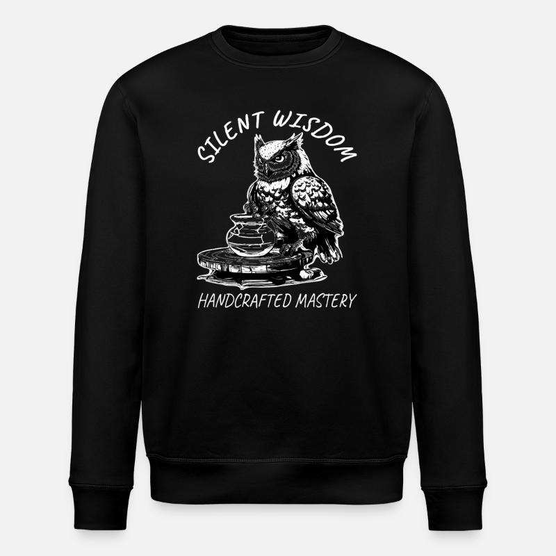 Silent Wisdom Pottery Owl - Stanley/Stella ROLLER Unisex Organic Sweatshirt - black