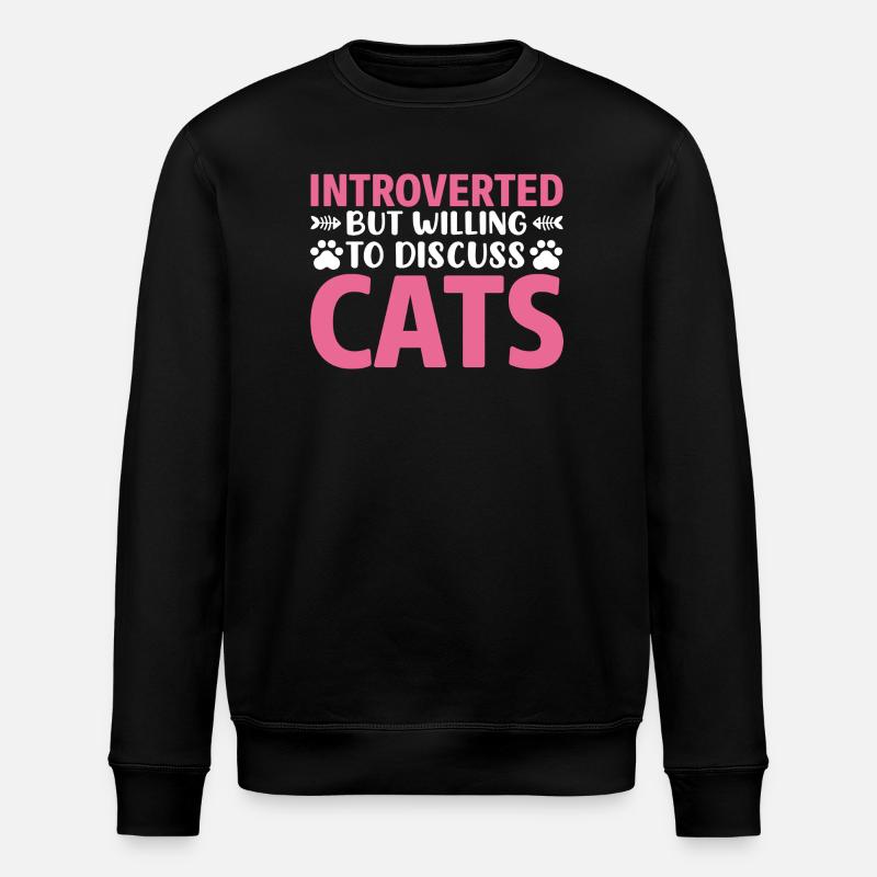 Introverted discuss with cat - Stanley/Stella ROLLER Unisex Organic Sweatshirt - black