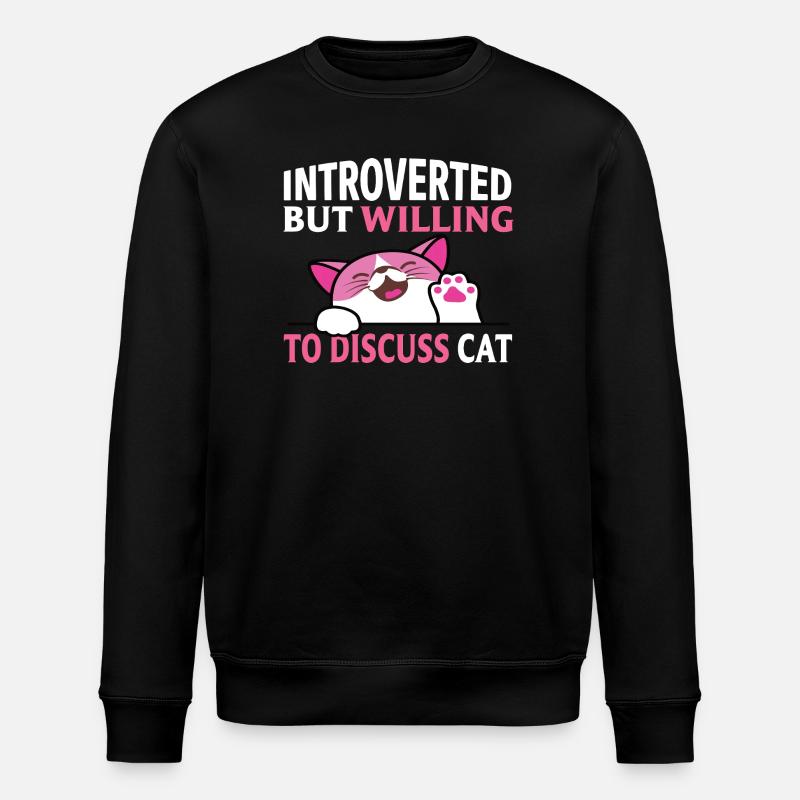 Introverted cat discussion - Stanley/Stella ROLLER Unisex Organic Sweatshirt - black