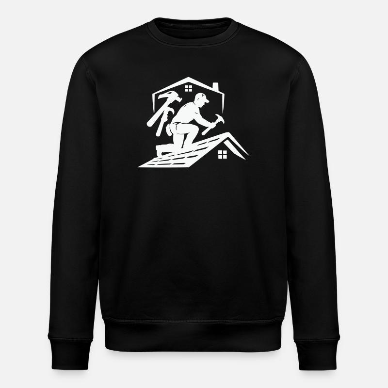 Roofer silhouette on the roof - Stanley/Stella ROLLER Unisex Organic Sweatshirt - black
