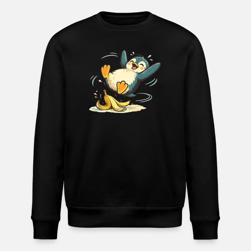Pinguin Springende Banane - Stanley/Stella Unisex Bio-Sweatshirt ROLLER - Schwarz