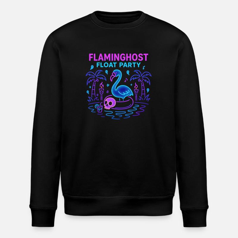Flaminghost Float Party Halloween Pool - Stanley/Stella ROLLER Unisex Organic Sweatshirt - black