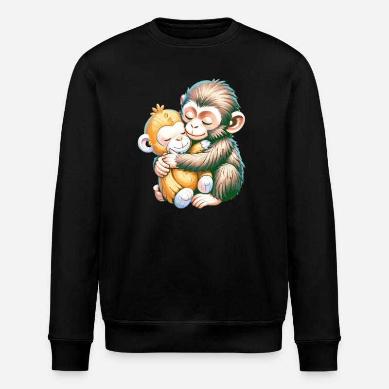 Hugging Monkeys Embrace - Stanley/Stella ROLLER Unisex Organic Sweatshirt - black