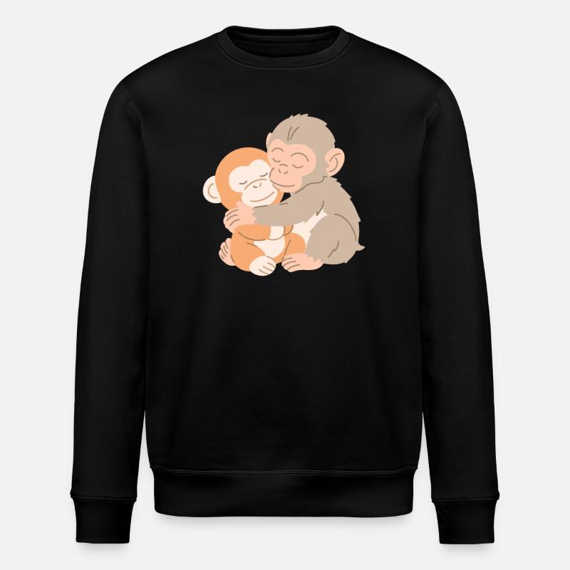 Umarmende Affen umarmen sich - Stanley/Stella Unisex Bio-Sweatshirt ROLLER - Schwarz