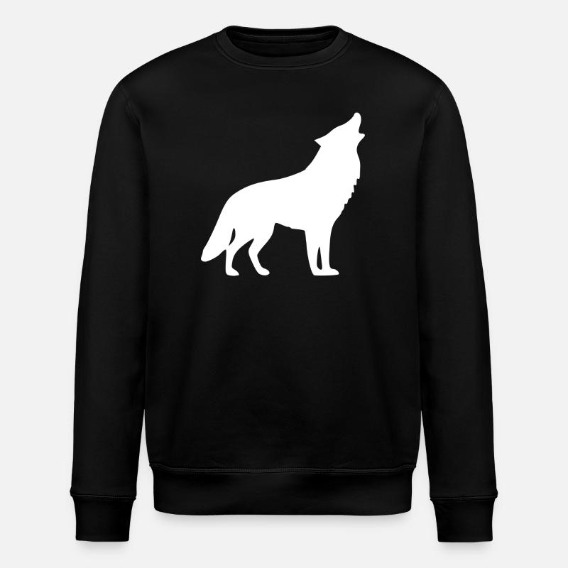 Howling Wolf White - Stanley/Stella ROLLER Unisex Organic Sweatshirt - black