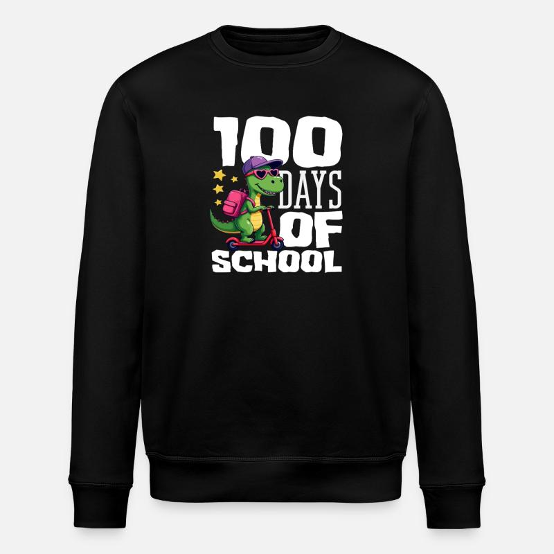 100 Days School Dinosaur Scooter - Stanley/Stella ROLLER Unisex Organic Sweatshirt - black