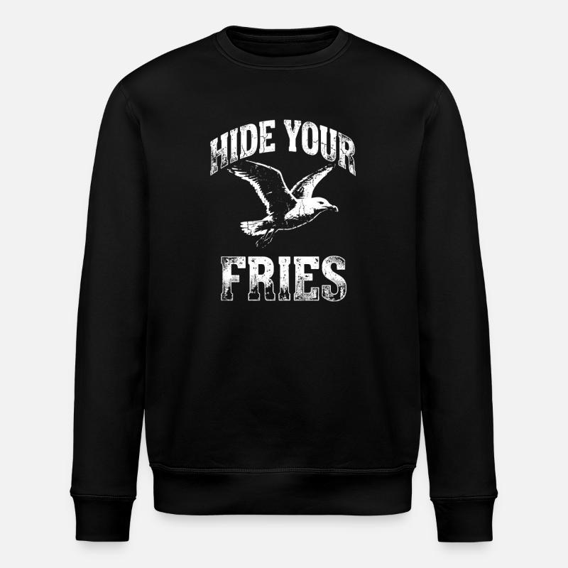 Hide Your Fries Seagull - Stanley/Stella Unisex Bio-Sweatshirt ROLLER - Schwarz