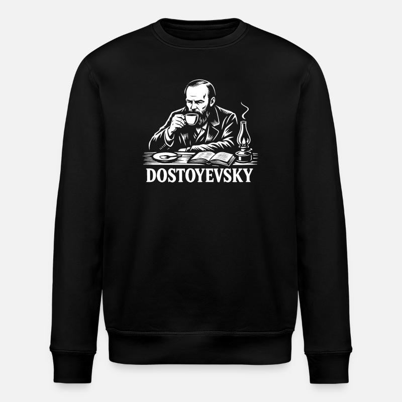 Dostojewski beim Kaffeeporträt - Stanley/Stella Unisex Bio-Sweatshirt ROLLER - Schwarz
