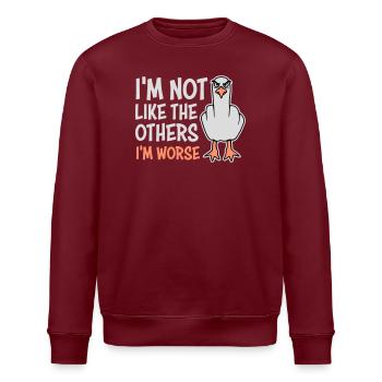 Middle Finger Seagull In Not Like The Others I'm Worse - Stanley/Stella ROLLER Unisex Organic Sweatshirt - burgundy - Front - Nik (191cm)
