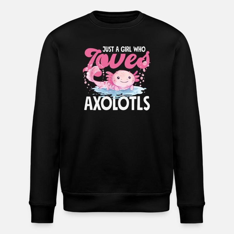 Cute Axolotl Kawaii Axolotl Lover - Stanley/Stella ROLLER Unisex Organic Sweatshirt - black
