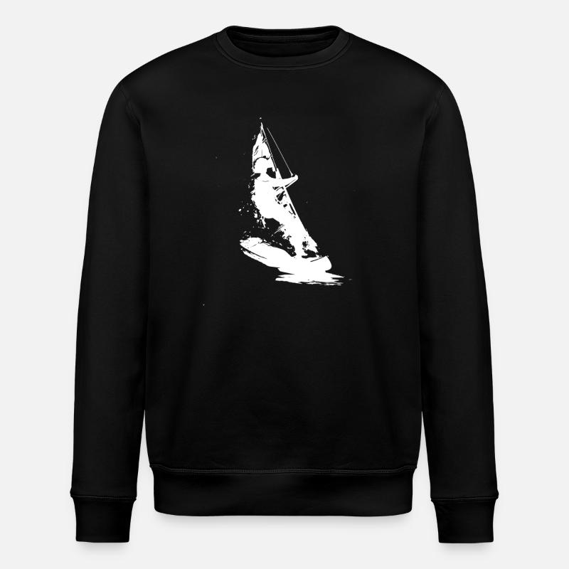Windsurfer Zeichnung - Stanley/Stella Unisex Bio-Sweatshirt ROLLER - Schwarz