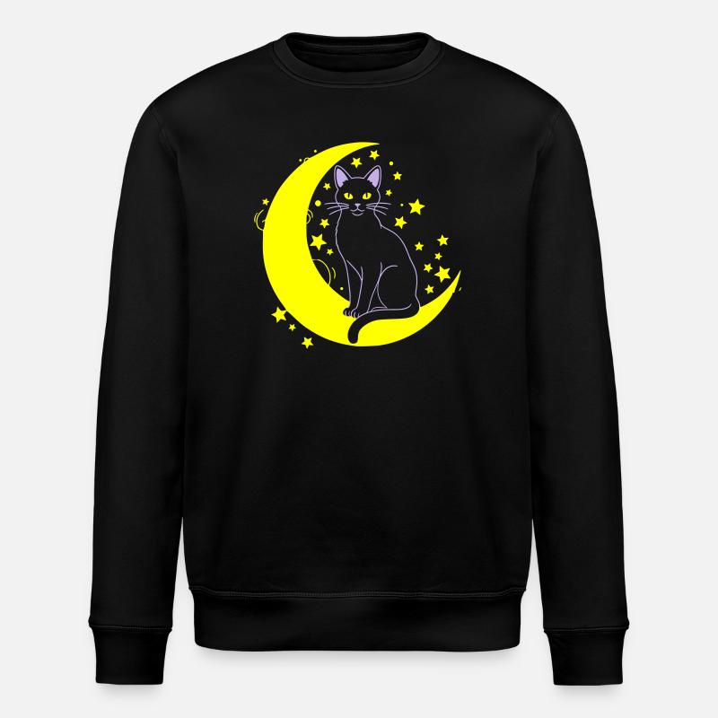  Katze Mond Sterne Outline - Stanley/Stella Unisex Bio-Sweatshirt ROLLER - Schwarz