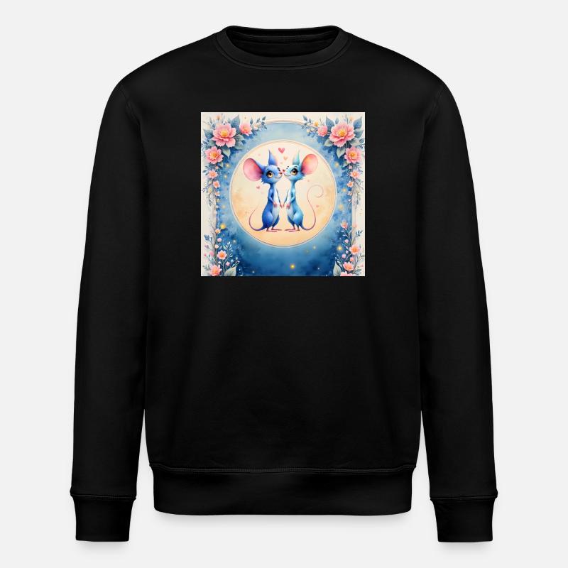 Blue mice in love - Stanley/Stella ROLLER Unisex Organic Sweatshirt - black