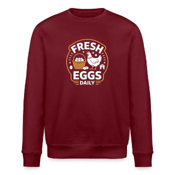 Fresh Eggs Daily Hühnerhalter Huhn - Stanley/Stella Unisex Bio-Sweatshirt ROLLER - Burgunderrot - Vorne - Nik (191cm)