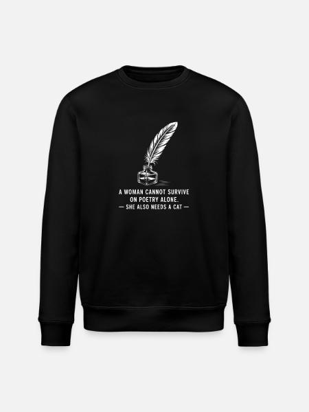 Compagnon félin et plume poétique - Sweat bio ROLLER Stanley/Stella Unisexe - noir