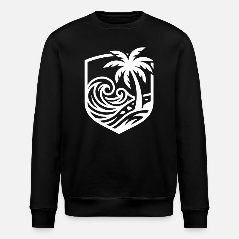 Palm Trees Beach Ocean - Stanley/Stella ROLLER Unisex Organic Sweatshirt - black