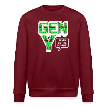 Generation Y, gen Y , Millennials Shirt, Hoodie - Stanley/Stella Unisex Bio-Sweatshirt ROLLER - Burgunderrot - Vorne - Nik (191cm)