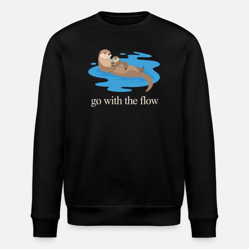 Otter-Duo geht mit dem Strom - Stanley/Stella Unisex Bio-Sweatshirt ROLLER - Schwarz