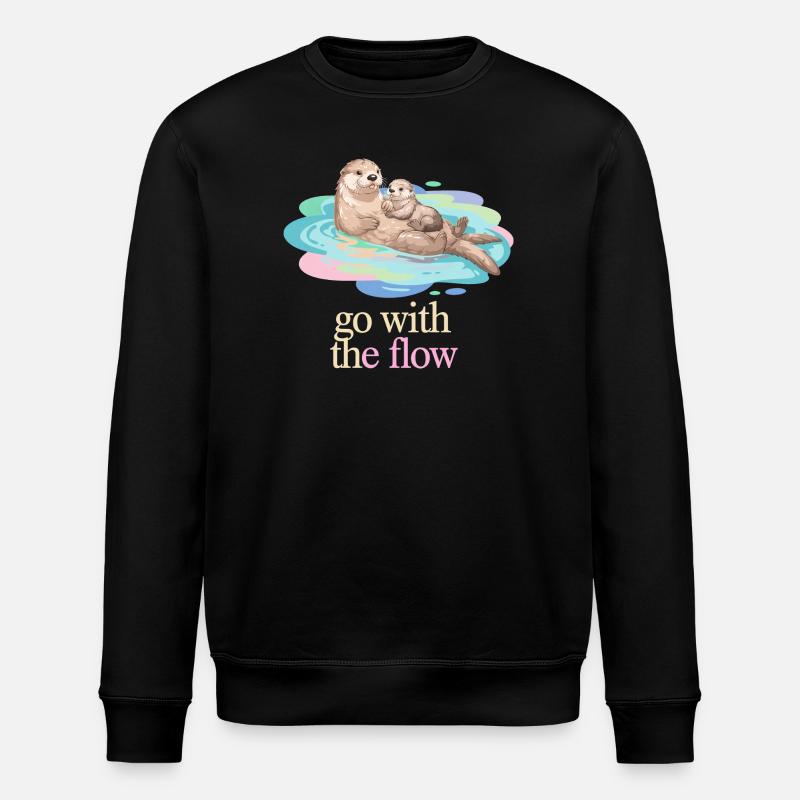 Otter Duo in Pastel Flow - Stanley/Stella ROLLER Unisex Organic Sweatshirt - black