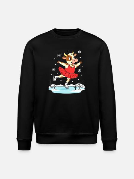 Cow in figure skating in winter - Stanley/Stella ROLLER Unisex Organic Sweatshirt - black