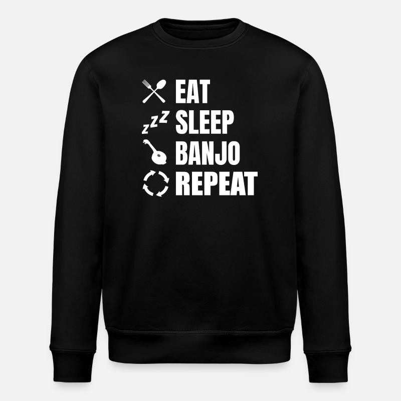 Spis, sov banjo gentag - Stanley/Stella økologisk unisex-sweatshirt ROLLER - sort